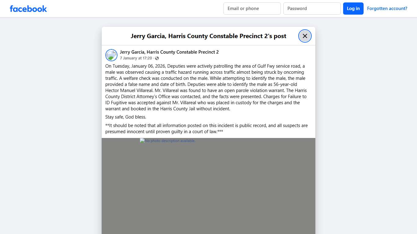 On... - Jerry Garcia, Harris County Constable Precinct 2 Facebook